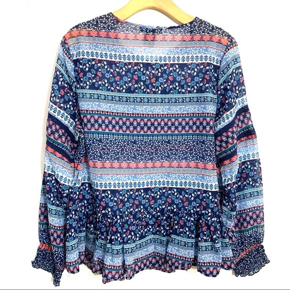 Design365  Bohemian Tunic Blouse floral flowy casual top Saksoff5th  size L - Picture 10 of 10